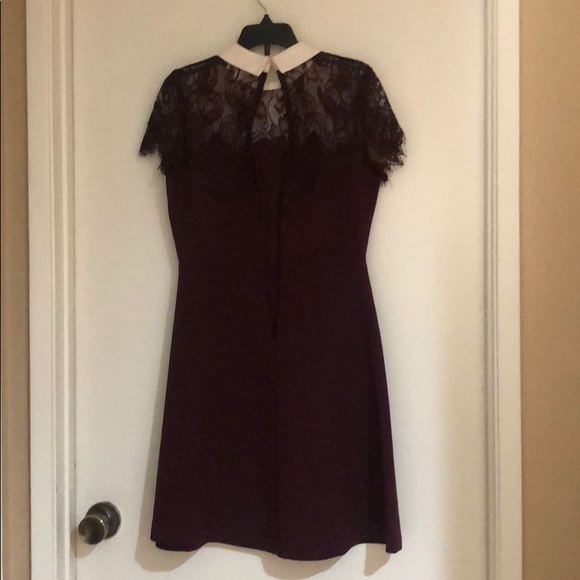 Burgundy collared dress with lace accent - Picture 4 of 4